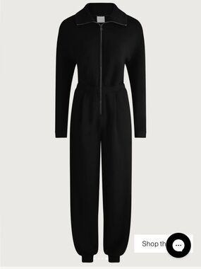 Varley Black Zip-Front Long-Sleeve Jumpsuit
